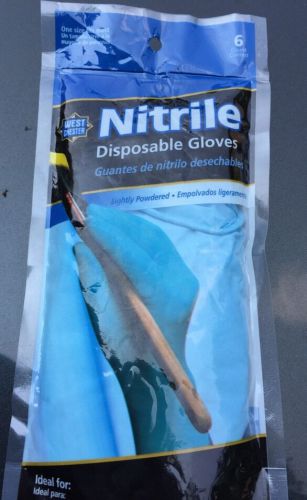 West Chester 29106 Disposable Nitrile Gloves 6-Count, Blue
