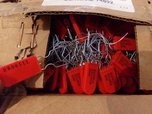 Supply Source One Padlock Security Seals , Red , Steel Wire (BOX OF 1000)  - NEW