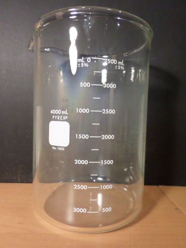 New corning pyrex glass 4000ml heavy duty wall low form griffin beaker 1003-4l for sale