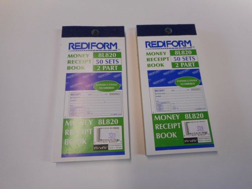Rediform Money Receipt Book, 8L820, Carbonless 50 Sets 2 Part, New