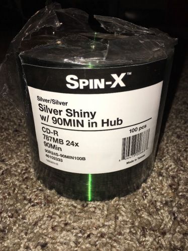 Spin-x silver shiny cd-r 787mb 24x 90min 75 blank unwritten unused cds 75 pcs for sale
