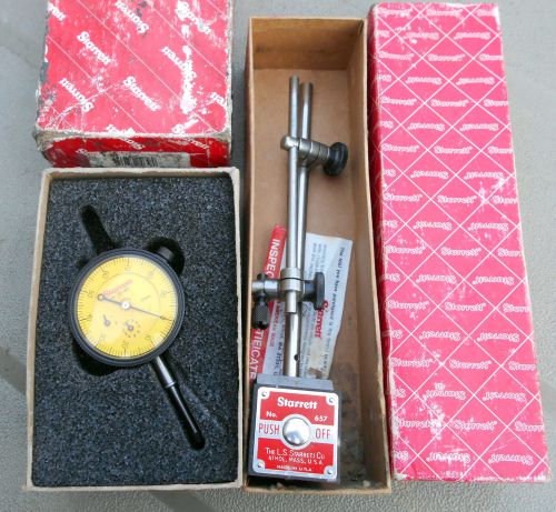 Used Starrett 657 Magnetic Holder Base &amp; 25-881 Metric Dial Indicator Set - USA