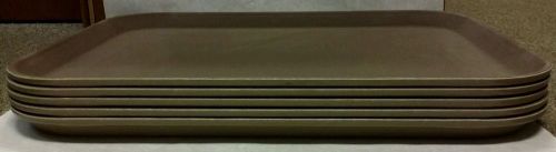 CAMBRO LOT OF 5 - 14&#034;X18&#034; CAMTREAD SERVING TRAY TAVERN TAN/BROWN - 1418CT