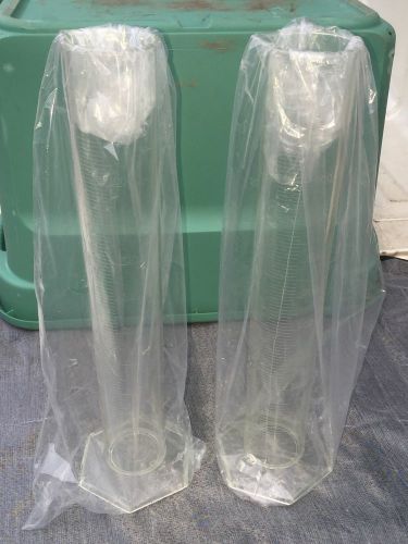 Two 1000ml single scale plastic molded graduated cylinder new pmp 1000:10ml 135c for sale