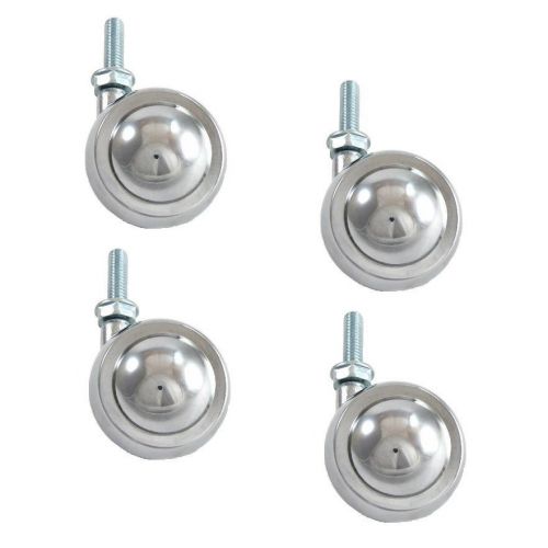 Set of 4 Satellite Bright Chrome 2&#034; Swivel Ball Casters with 5/16&#034; -18 x 1&#034; Thre