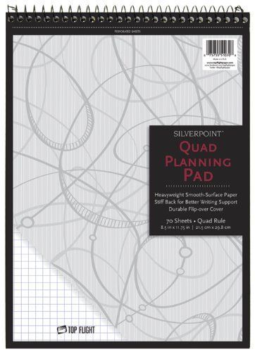 Silverpoint Top Wire Pad, Heavy Back Quadrille Rule, 8.5 x 11.75 Inches 70 Sheet