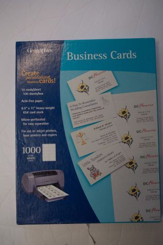 Geographics White Business Cards (1000 Count) New Inkjet Laser Copier Heavy