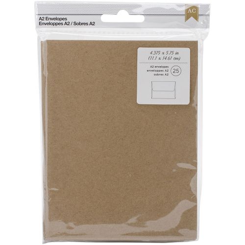 American Crafts A2 Envelopes (4.375 Inch X 5.75 Inch) 25/Pkg-Kraft 718813685856