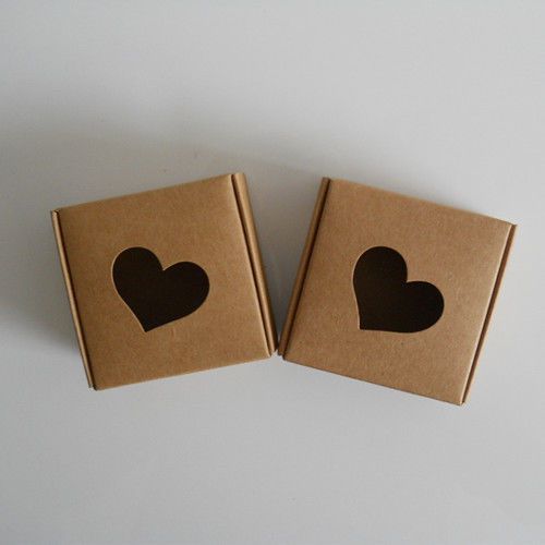 Handmade Soap Jewelry Candy Boxes Kraft Paper Gift Packaging Boxes Heart Hollow