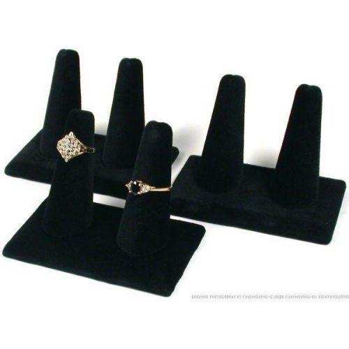 3 Black Velvet Double Finger Ring Displays