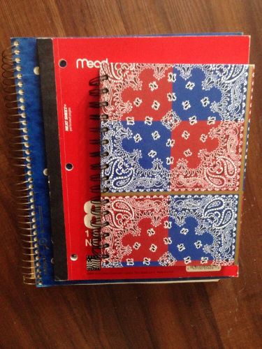 3 Notebooks 2 College Ruled Perforated, Small Spiral  Notebook Non Perforated