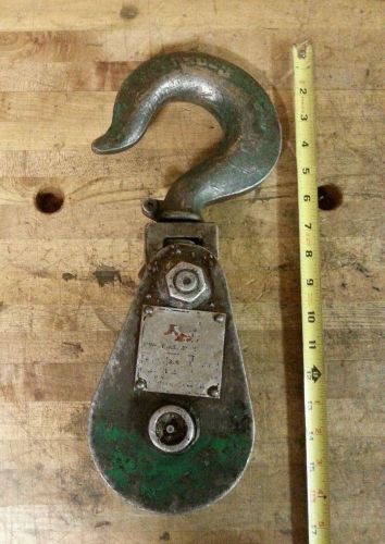 Ernest holmes sb-6, 6 ton snatch block w/swivel hook for 3/8&#034;-1/2&#034; cable for sale