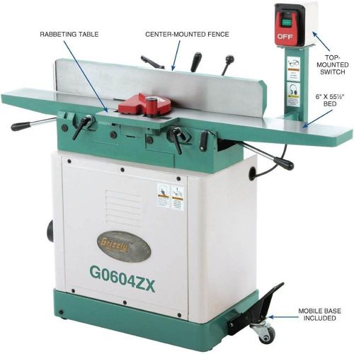 Grizzly g0604zx 1.5-hp jointer with spiral cutterhead, 6-inch for sale