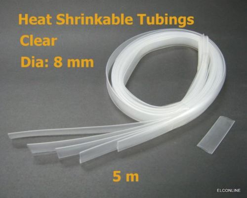 #r7  5/16&#034; dia: 8.0 mm clear heat shrinkable tubing 16 ft = 5m for sale