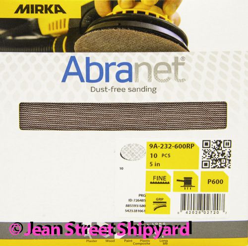 10 pk mirka abranet 5 in grip mesh dust free sanding disc 9a-232-600rp 600 grit for sale