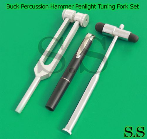 Set of 3 pcs Reflex Buck Percussion Hammer Penlight Tuning Fork C 128