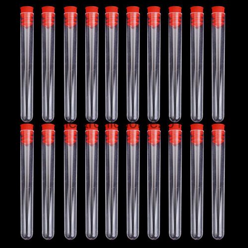 20pcs 10cm non-graduated plastic test tubes laboratory test tool screw caps for sale