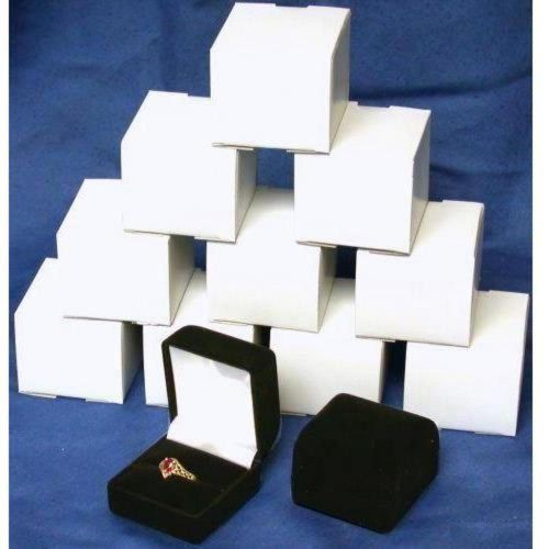 12 Black Flocked Ring Gift Boxes