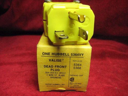 Hubbell 20a Dead Front Plug 125v 3 Wire Grounding Part # 5364VY 5364 5366