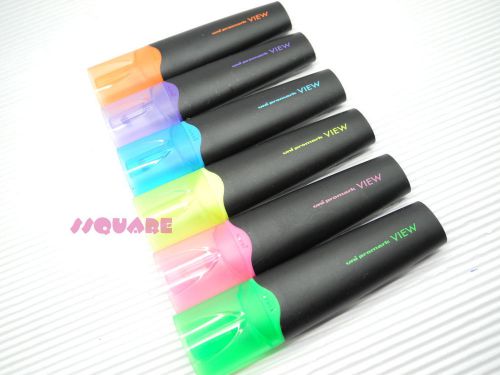 Uni-ball promark view usp-200 water-based fluorescent highlighters, 6 colors set for sale