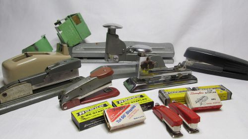 7 Vintage Stapler Lot SWINGLINE SPEEDKING ARROW PILOT etc SCOTCH TAPE &amp; MUTUAL