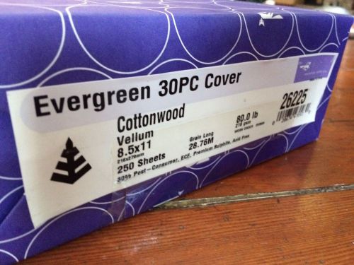 Evergreen Cottonwood Vellum Paper 80# Cover 30PC 8.5&#034; x 11&#034; 250 Sheets NOS