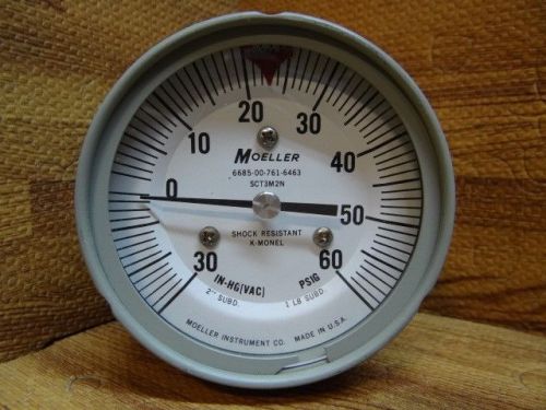 3 1/2&#034; moeller 30-0-60 psi compound pressure gauge sct3m2n 6685-00-761-6463 1/4&#034; for sale
