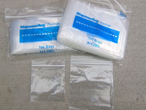 200 assorted ziplock bags sizes 3x3 4x4 square clear 2mil reclosable reloc bags for sale