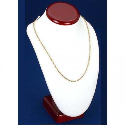 White Faux Leather Wood Necklace Bust Display 6.25&#034;