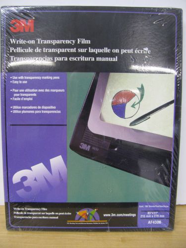 3M Write On Transparency Film 8.5x11 Cear 100 Sheets AF4300 New