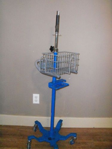 Dinamap patient monitor rolling stand w/ accessory basket &amp; power supply holder for sale