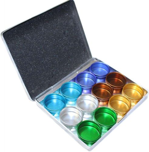 12 Piece Multi-Color Aluminum Gem Jars - TJ05-91612