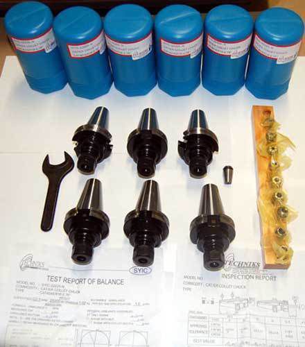 17 pc techniks cat 40 er16-2.76&#034; cnc chucks kit-10 pcs.coolant collet set,wrench for sale