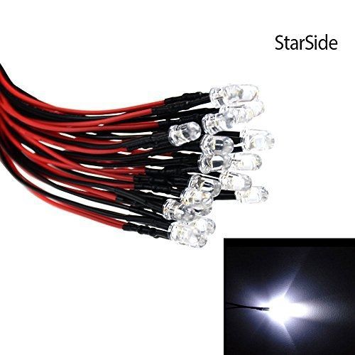 StarSide Qty 20- LED Lights- 5mm pre wired 12 volt leds- 12V White
