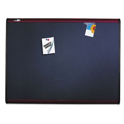 Prestige Plus Magnetic Fabric Bulletin Board, 72 x 48, Mahogany Frame