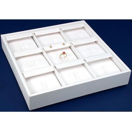 White Faux Leather Stackable Earring Ring Display Tray