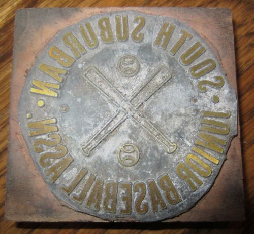 Unusual Printers Block Stamp South Suburban Junior Baseball Association Bat Ball