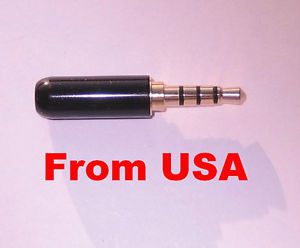 3.5mm 4 Pole Male Repair headphone Jack Plug Metal Audio Soldering , Black Cover