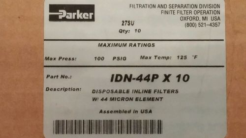 Parker IDN-44P 44 Micron Disposable Inline Filter, Set of 10
