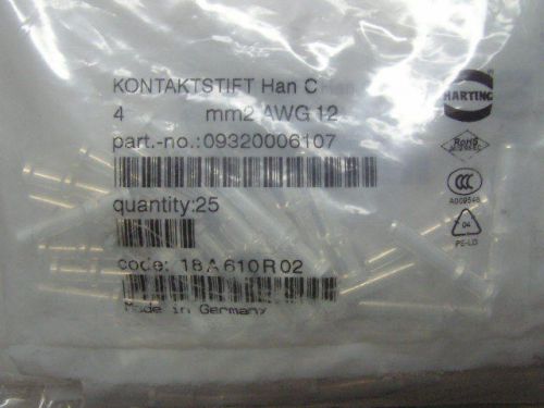 HARTING HAN C 4 mm2 AWG 12 MALE CRIMP CONTACT 09320006107