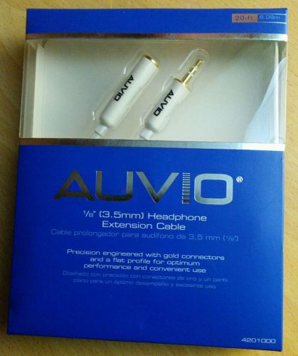 AUVIO 20ft. Stereo 1/8&#034;(3.5mm) Headphone Extension Cable (White or Black)