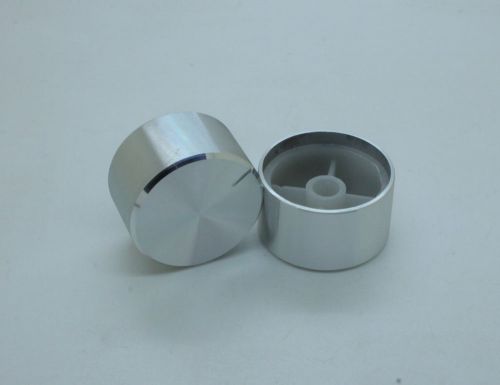 2 x aluminum hi-fi control knob insert type 36mmdx20mmh chorme 6mm shaft for sale
