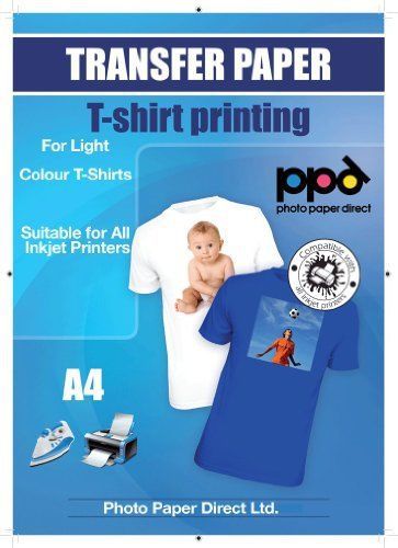A4 Inkjet Iron On Transfers Paper   T Shirt Transfers - Light T Shirt x 20 Sheet