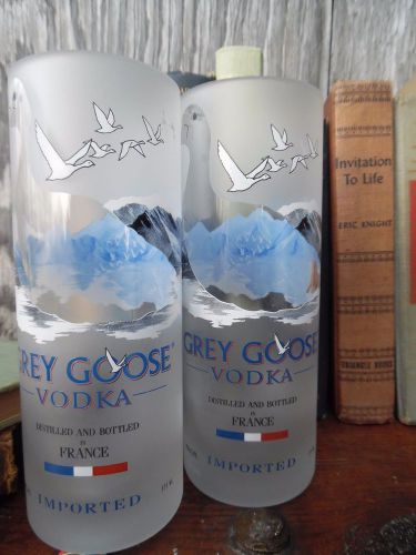 Grey Goose Bottle Upcycled Tumblers Tall Skinny Tom Collins Bar Wedding SET OF 2
