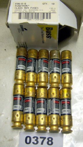 (0378) Lot of 10 Buss FRN-R-8 Fuses 8A 250V Time Delay