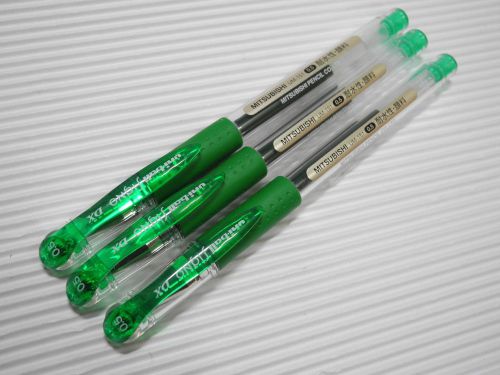 (3 pens) uni-ball signo dx um-151 0.5mm extra fine gel ink roller ball pen green for sale