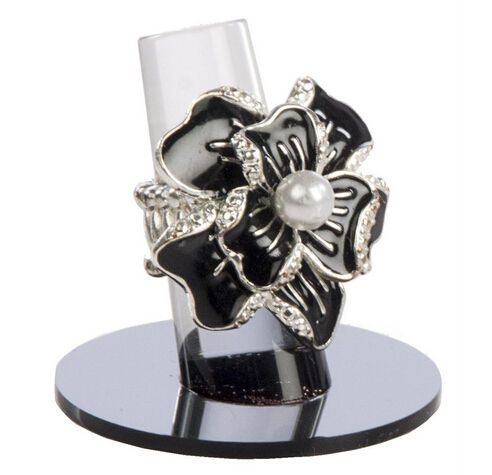 2.0&#034; x 1.8&#034; x 2.0&#034;, ring finger jewelry display, acrylic, holds 1 band - black 1 for sale