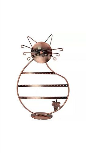 Cat Shape Copper Color Metal Wire Earring Holder Display Stand / Jewelry New