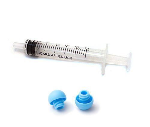 3ml SLIP Luer Syringes with caps - 50 white syringes 50 BLUE Caps (No needles)