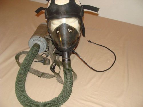 1983 usaf MSA Gas Mask with a speaking device that has a wire w/usaf